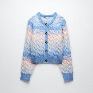 NWT! Zara Soft Cardigan Sweater Pink Blue Ombré Medium Cozy Blogger style